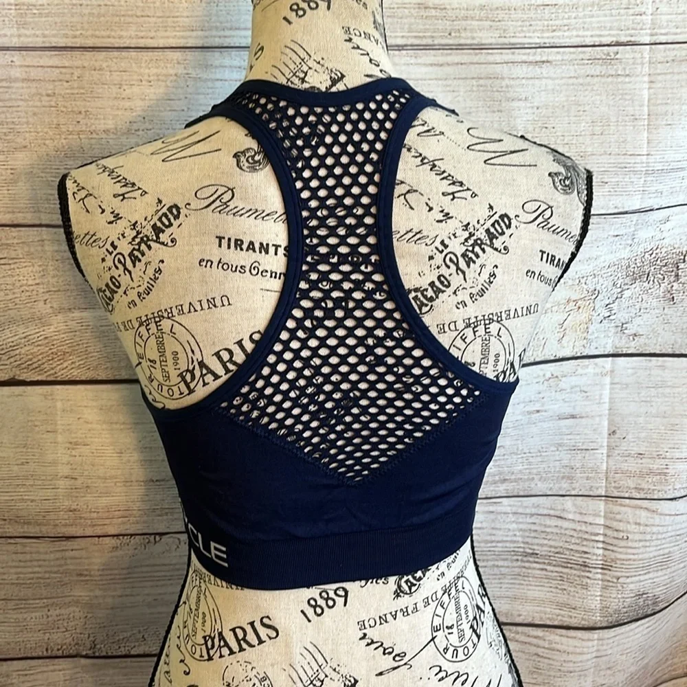 Soulcycle Soul Cycle Sports Bra Laser Cut High Neck Navy Blue Size Small